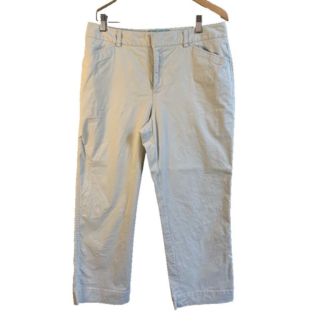 Eddie Bauer Women's Khaki Capri Pants SZ 12 Mercer Fit Pockets Outdoor Casual